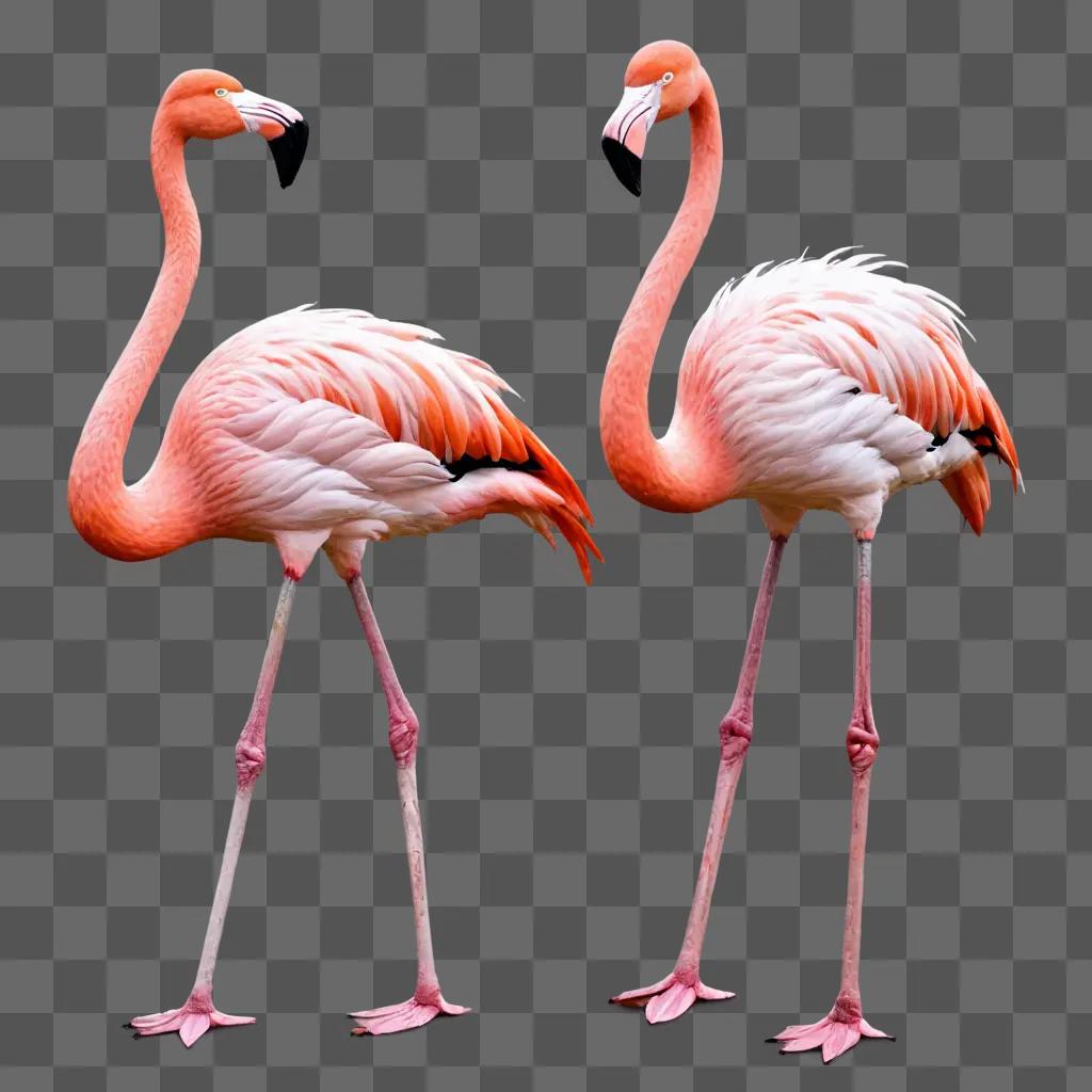 flamingos illustrated Two flamingos stand together in pink