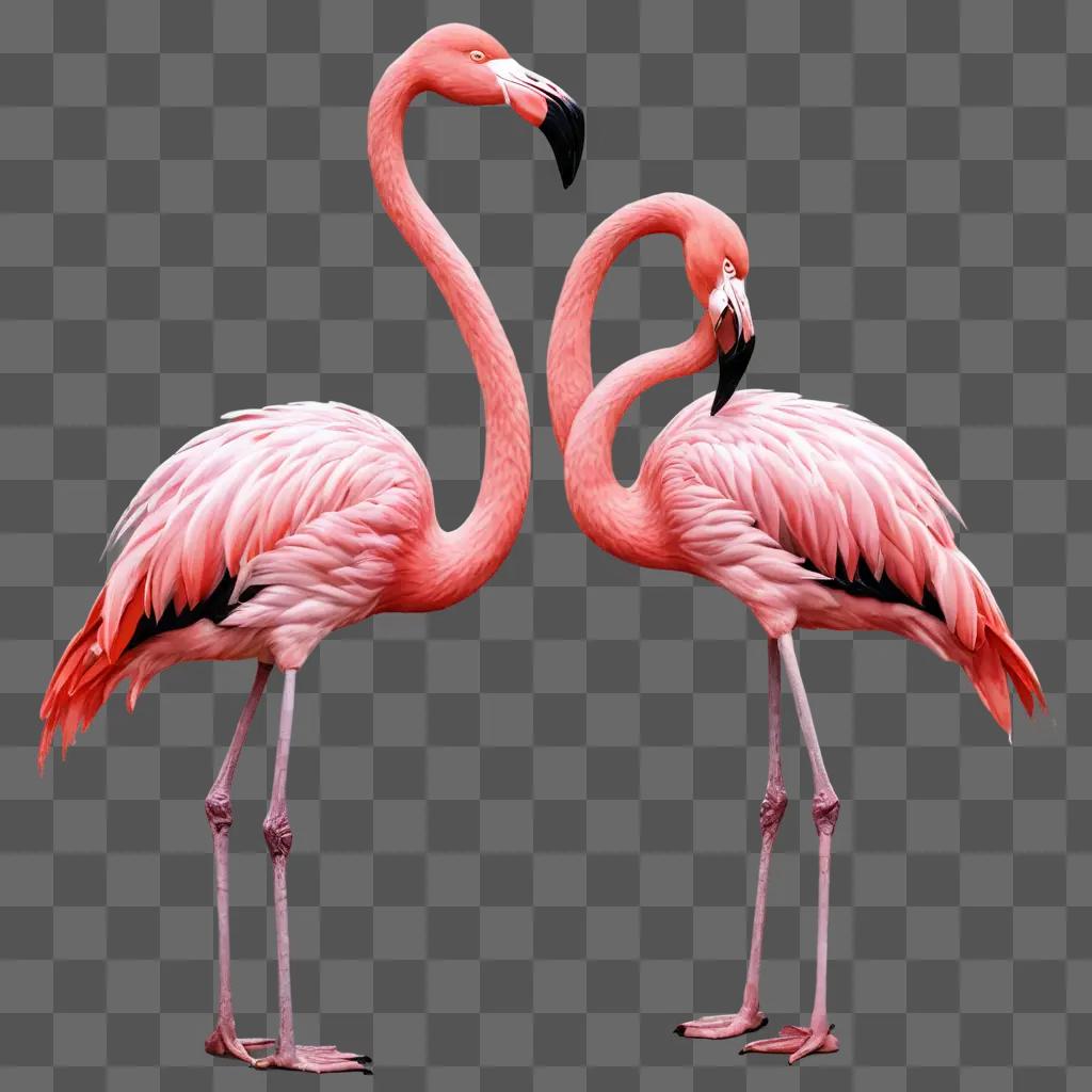 flamingos illustrated Two pink flamingos make a lovey dovey gesture