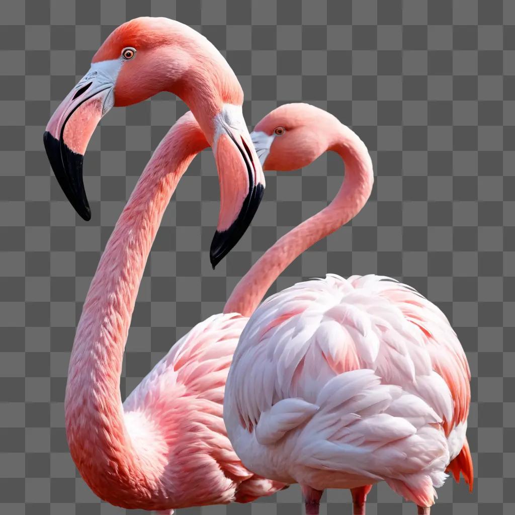 flamingos illustrated Two pink flamingos with long necks and beaks