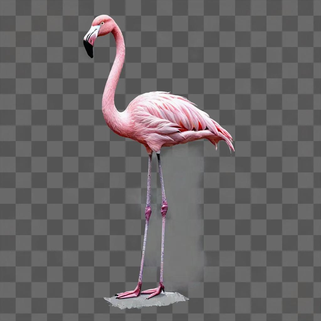 flamingos sketch A pink flamingo stands on the ground