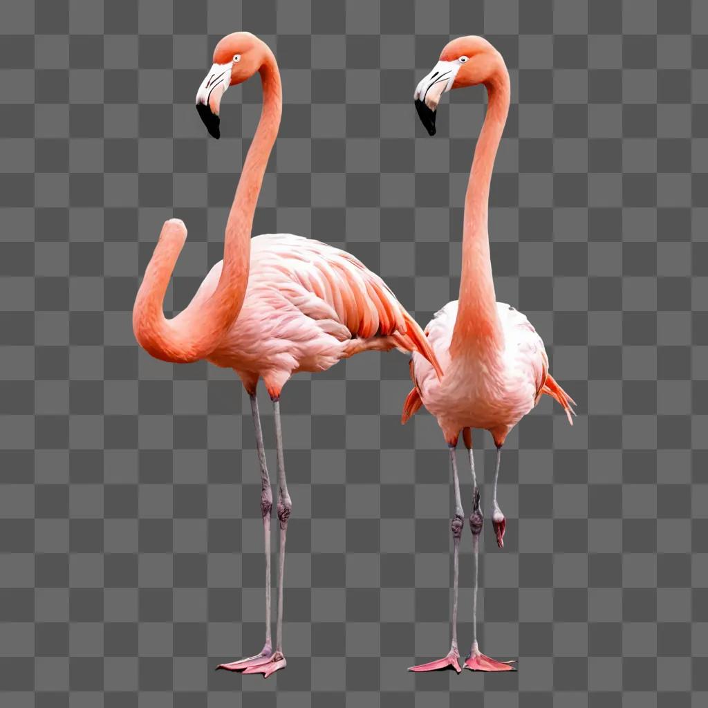 flamingos sketch Two flamingos on a pink background