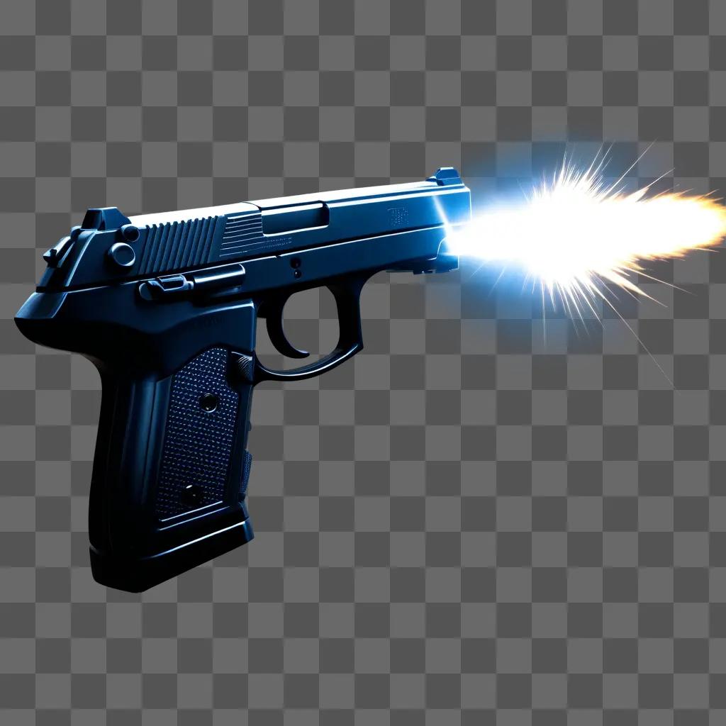 flash from a gun on a dark background