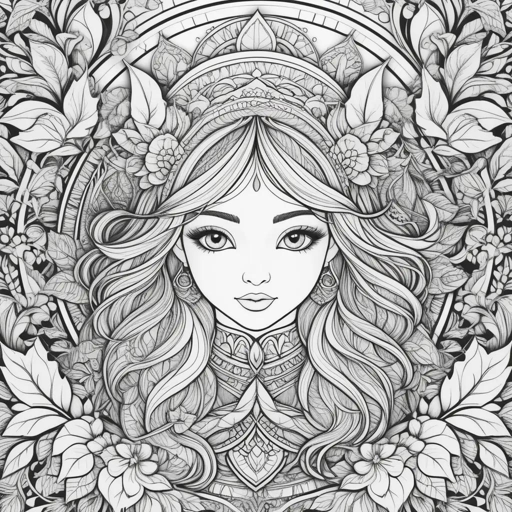 floral and nature themed free coloring page for adults to print