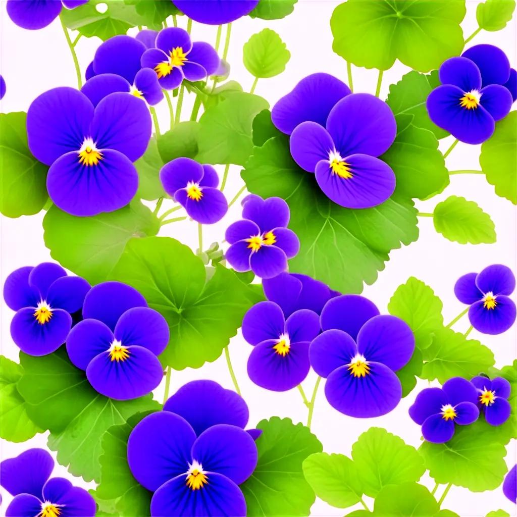 floral design featuring violet flowers and leaves