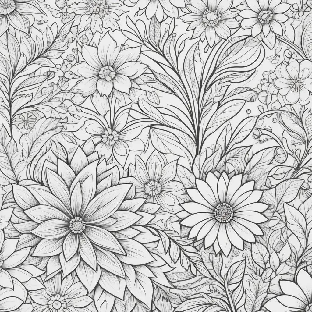 floral design with flower coloring pages