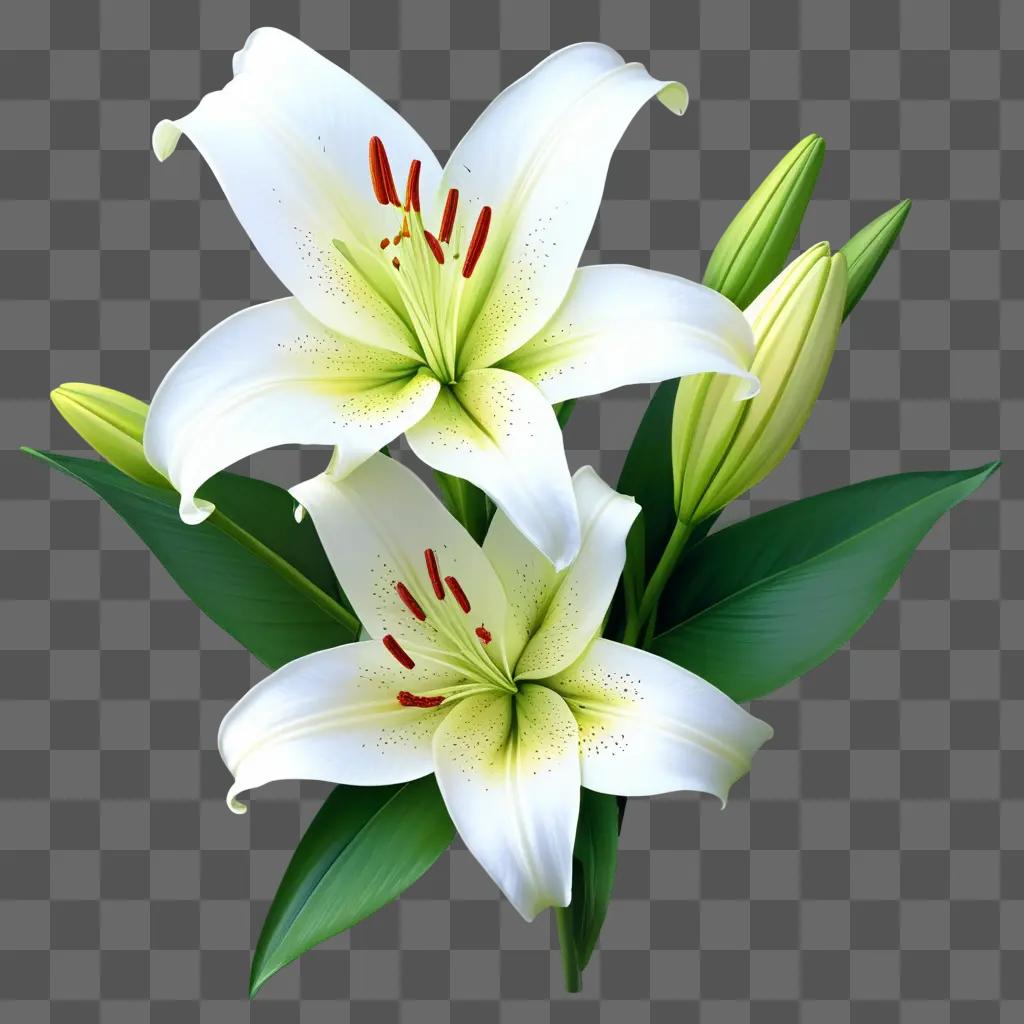 floral drawing of white lilies and leaves