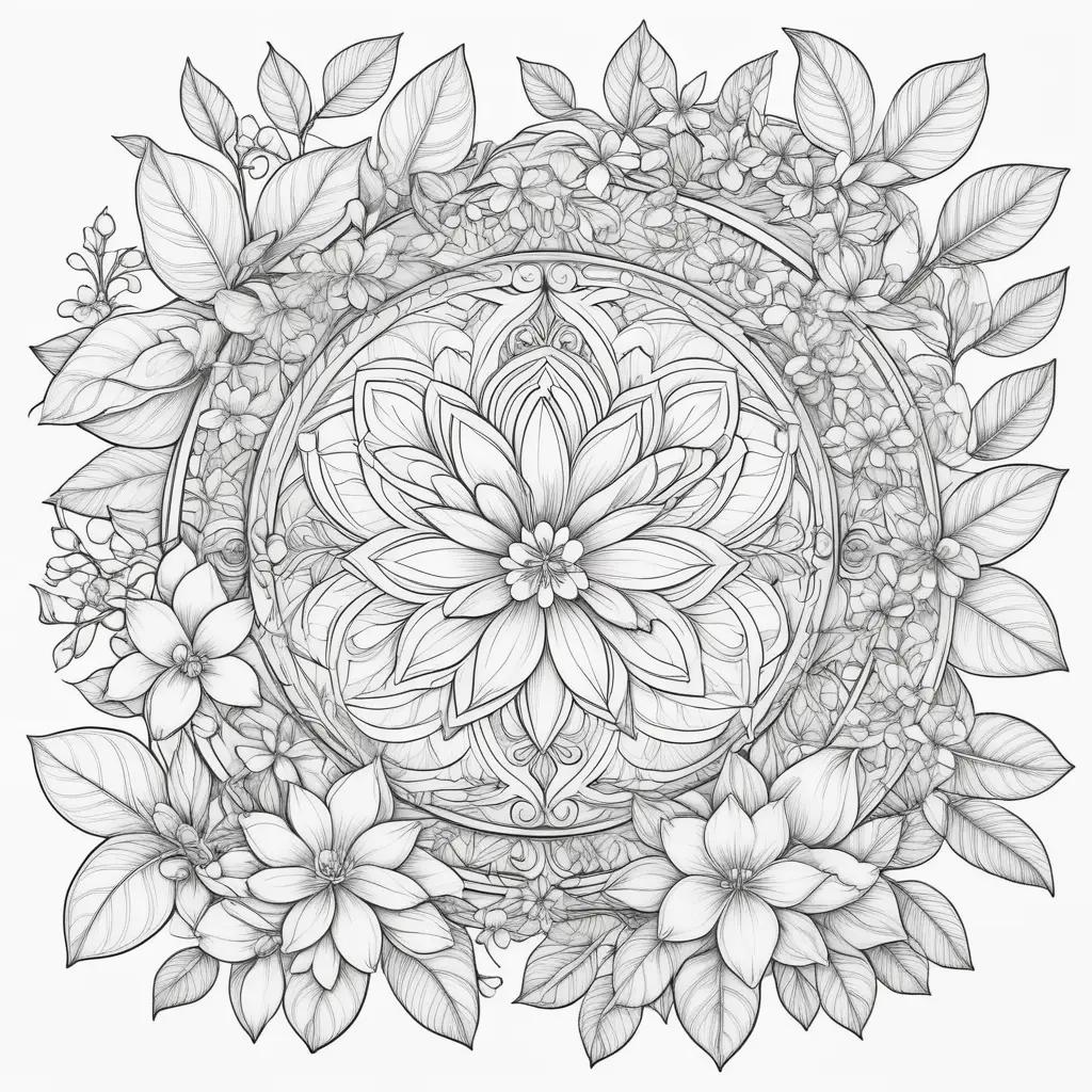 floral mandala with jasmine coloring pages