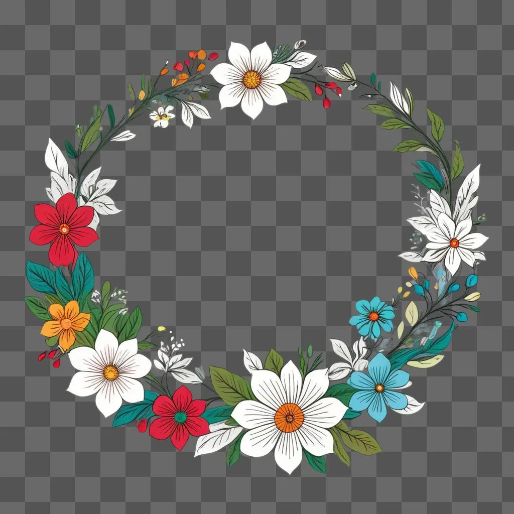 floral wreath with flowers and leaves