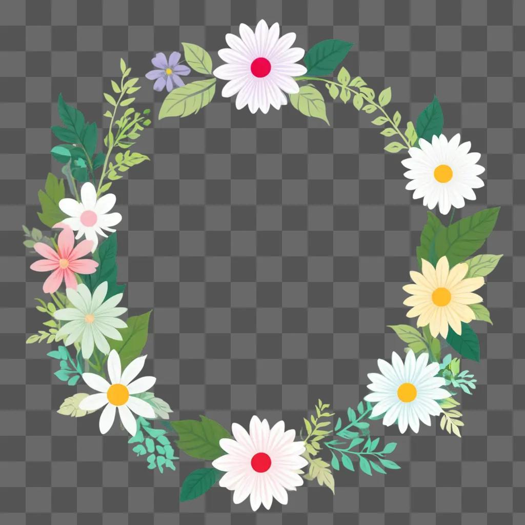 flower border clipart with a green background