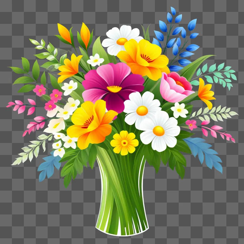 flower bouquet is placed on a green background