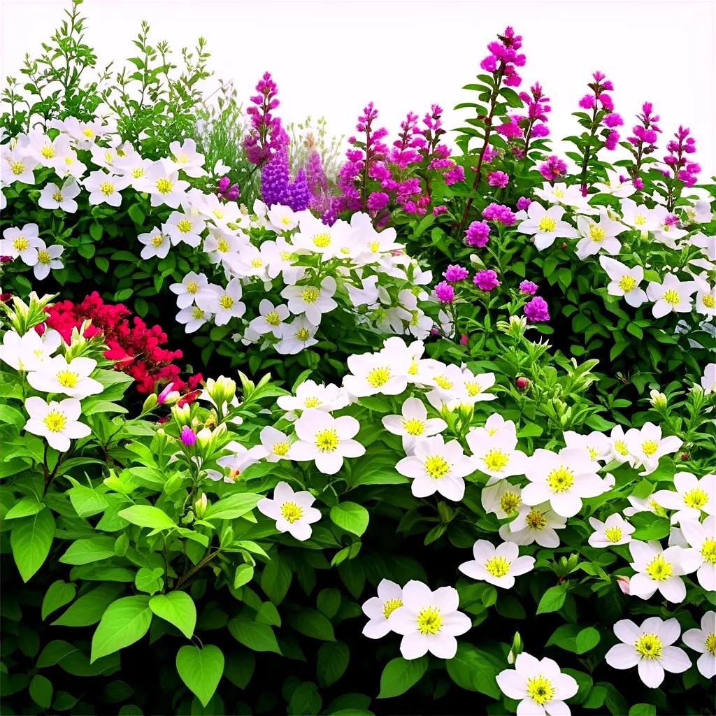 flower bush filled with white and pink flowers