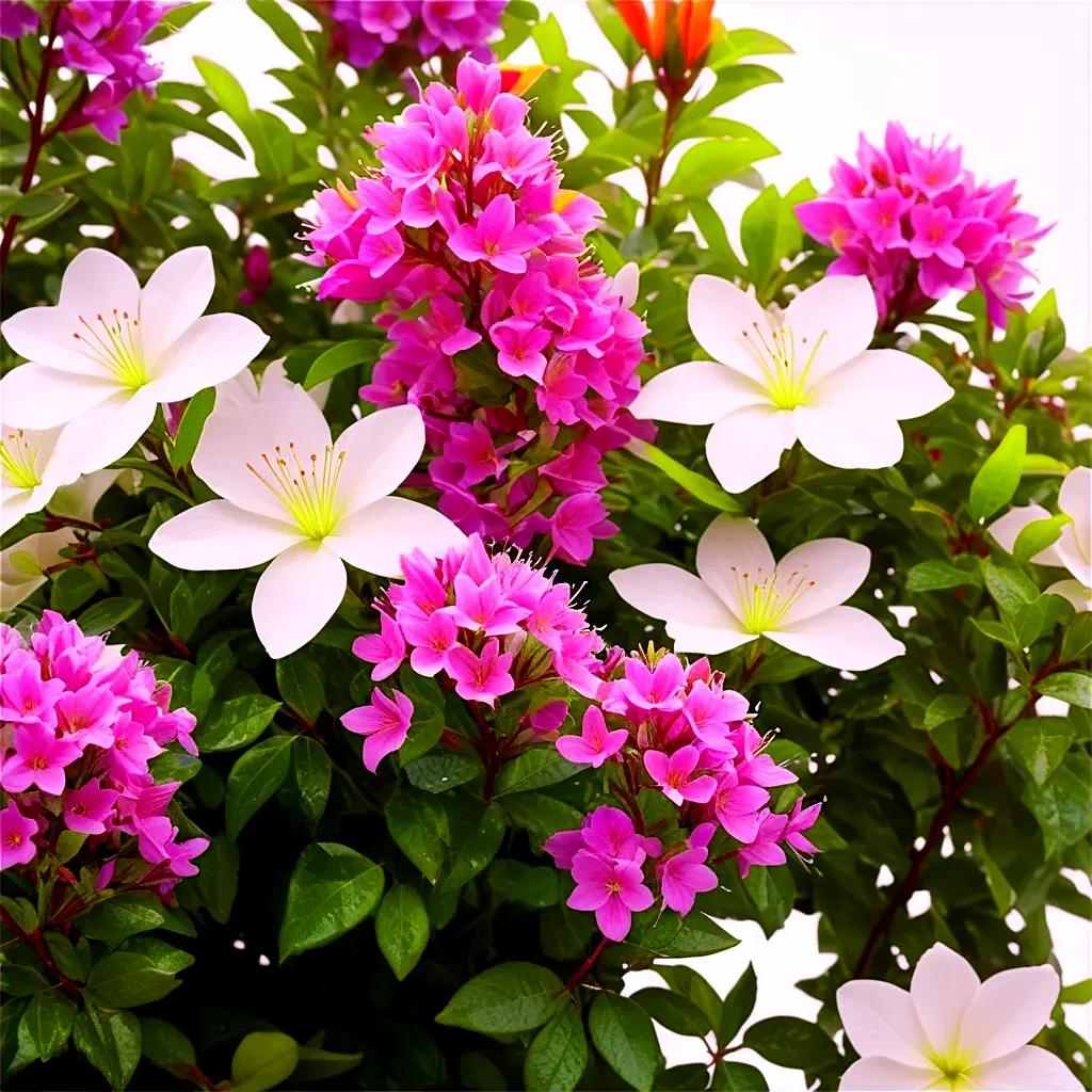 flower bush with pink and white flowers