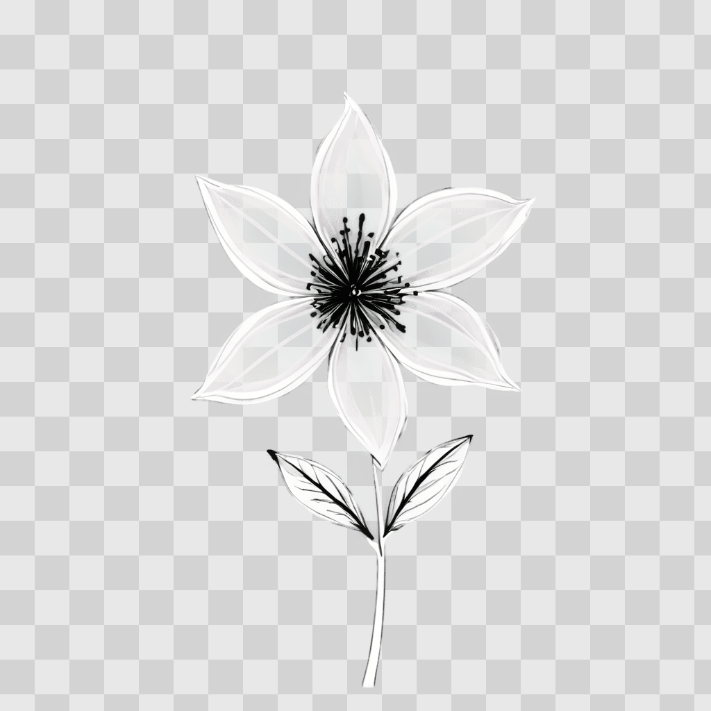 flower drawing simple A flower with black center against a grey background