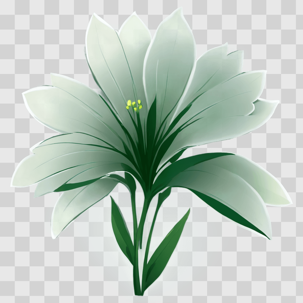 flower drawing simple A large white flower with a green stem