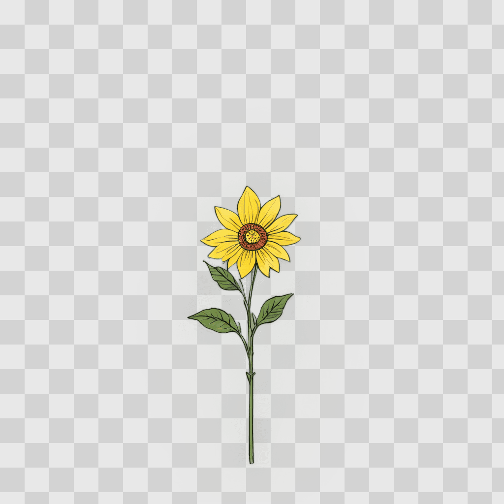 flower drawing simple A sunflower with a green background