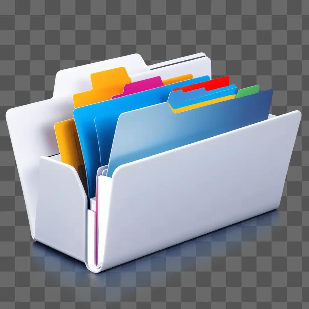 folder of colorful papers sits open on a desk