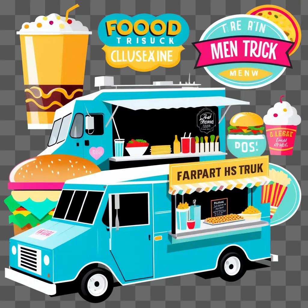 food truck with various foods and drinks