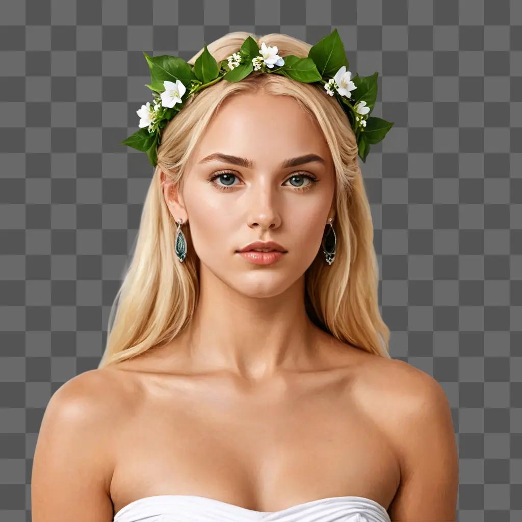 football drawing outline A beautiful woman in a white dress and flower crown