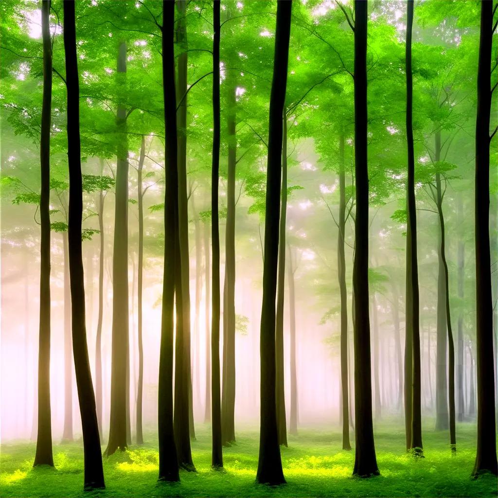 forest background filled with green trees