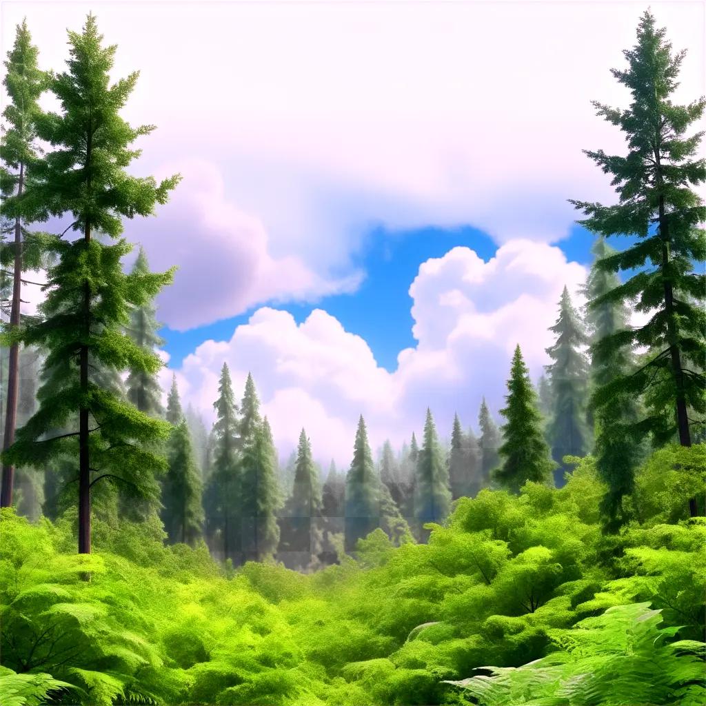 forest background with pine trees