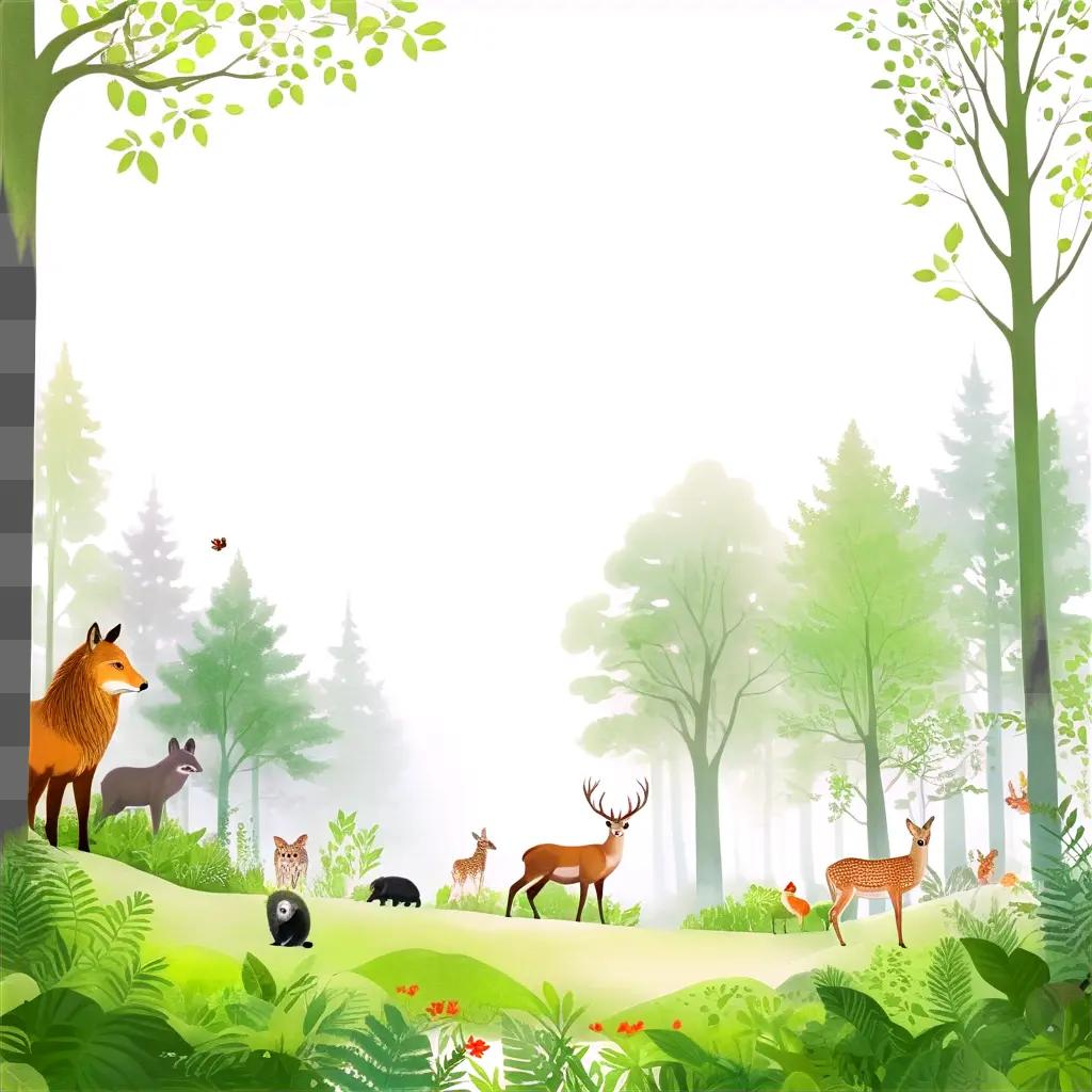 forest background with various animals