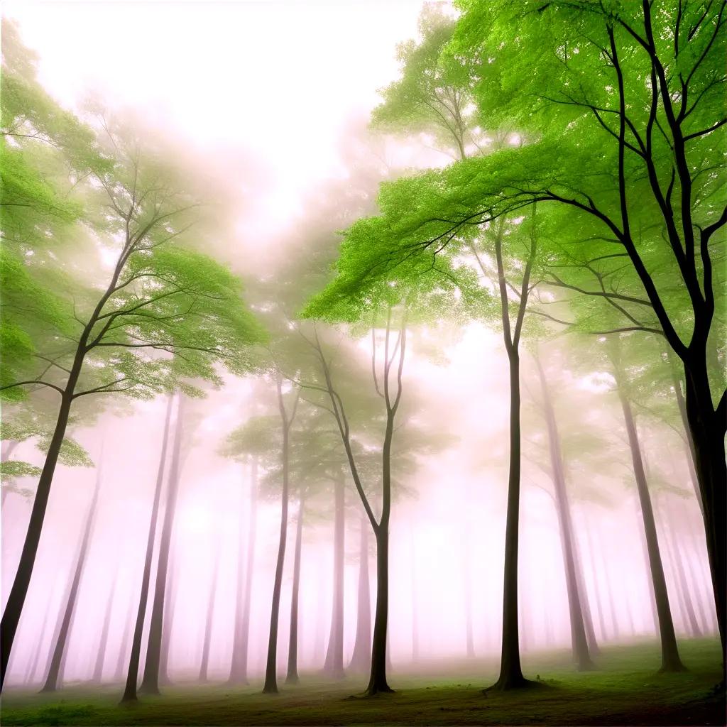 forest of trees with a transparent fog