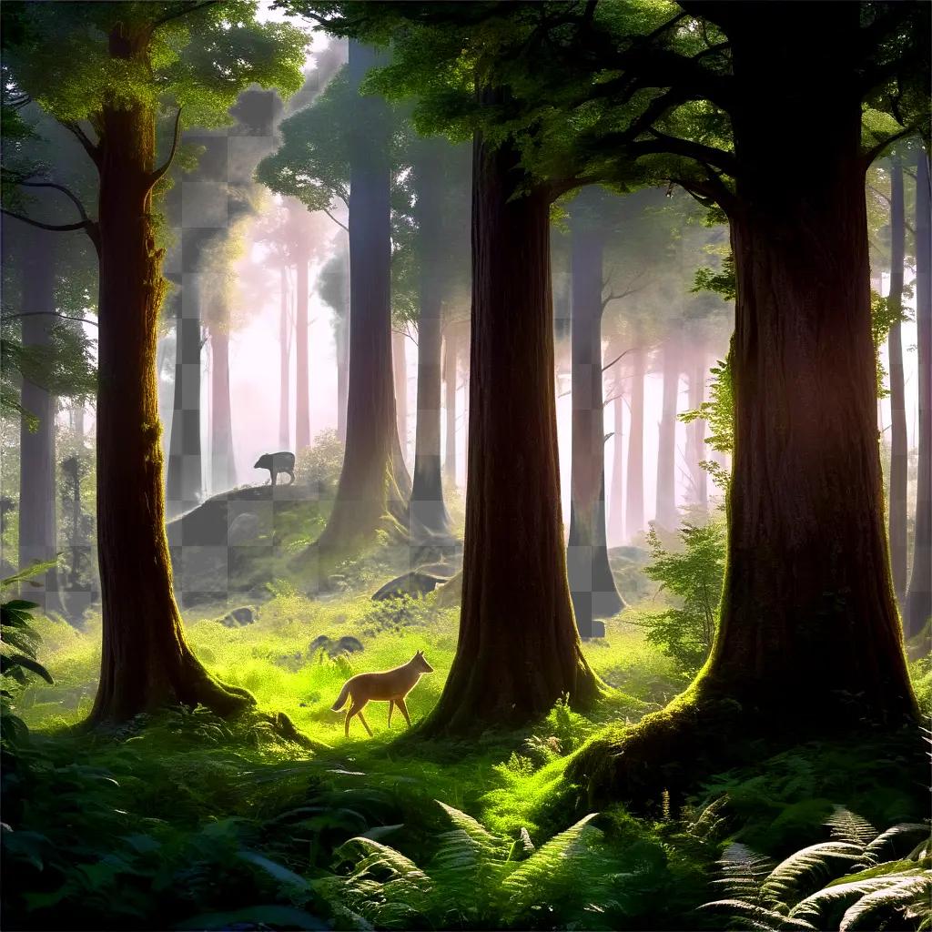 forest with tall trees and sunlight