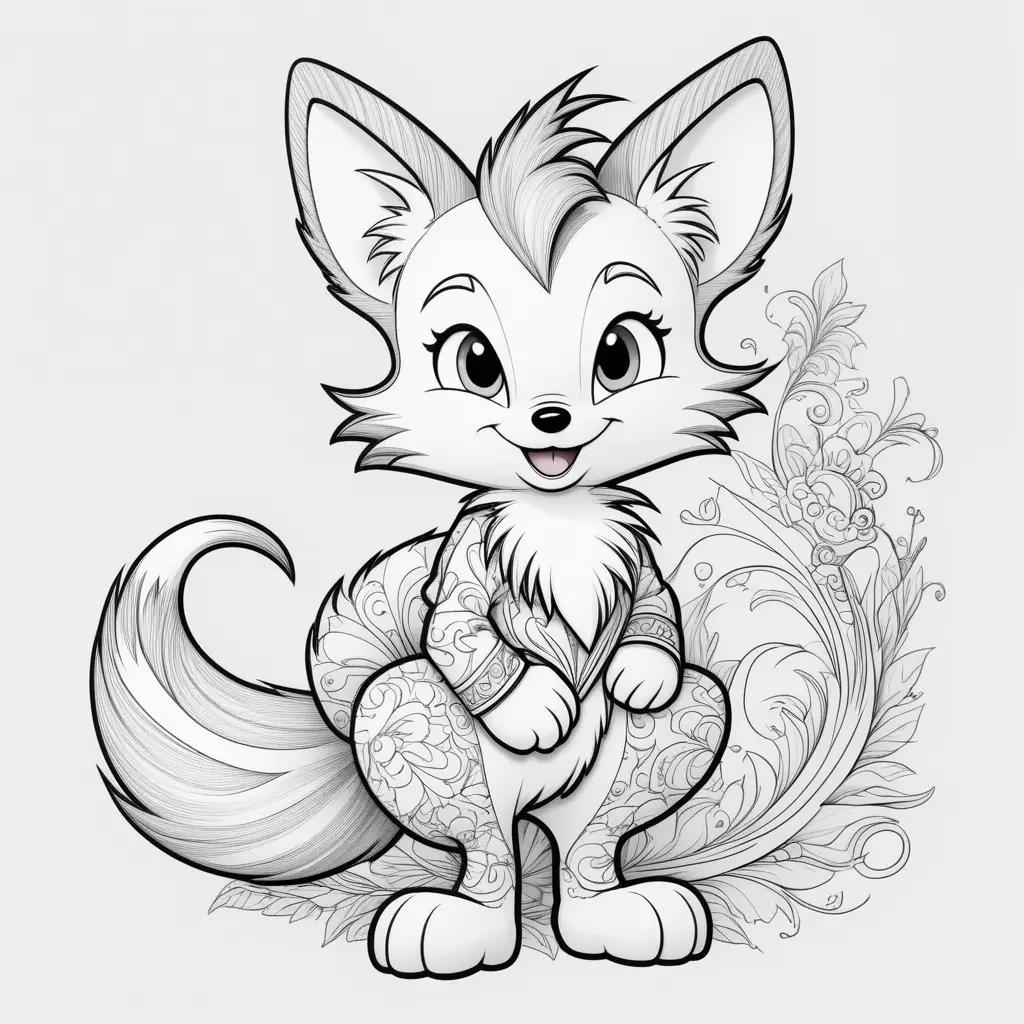 fox with a tail coloring page