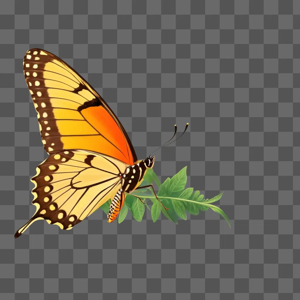 free butterfly with a green leaf on it