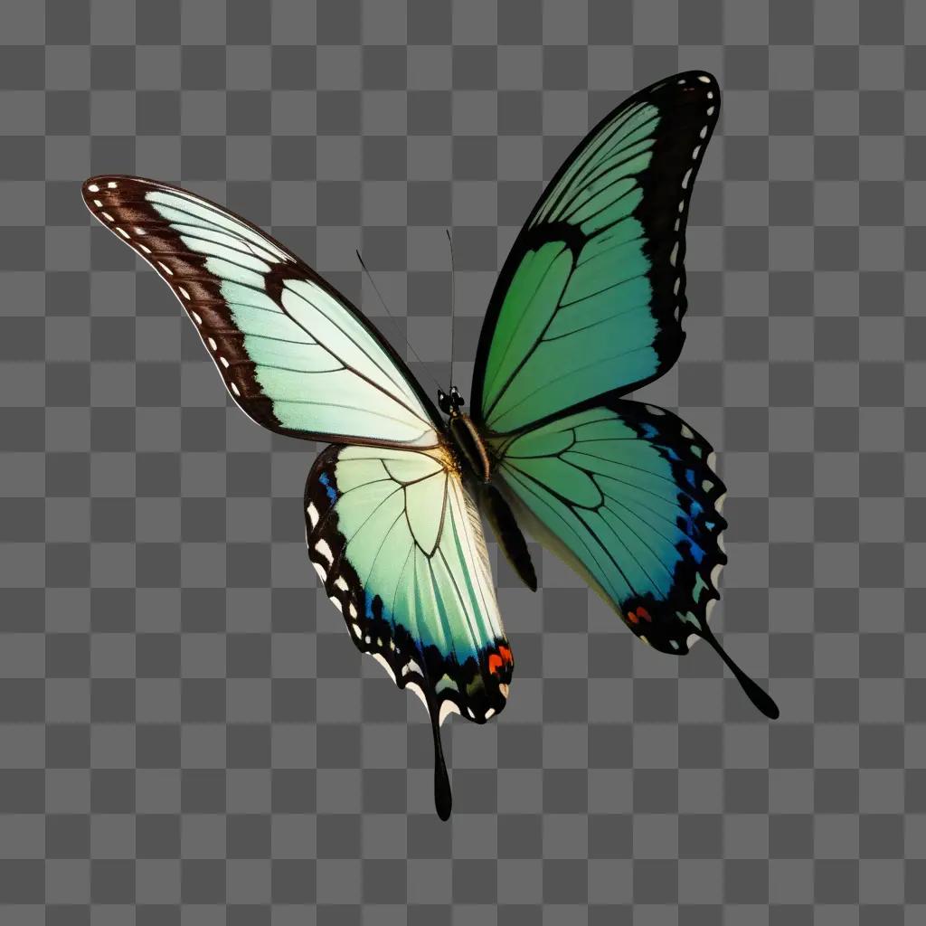 free butterfly with green wings in the air