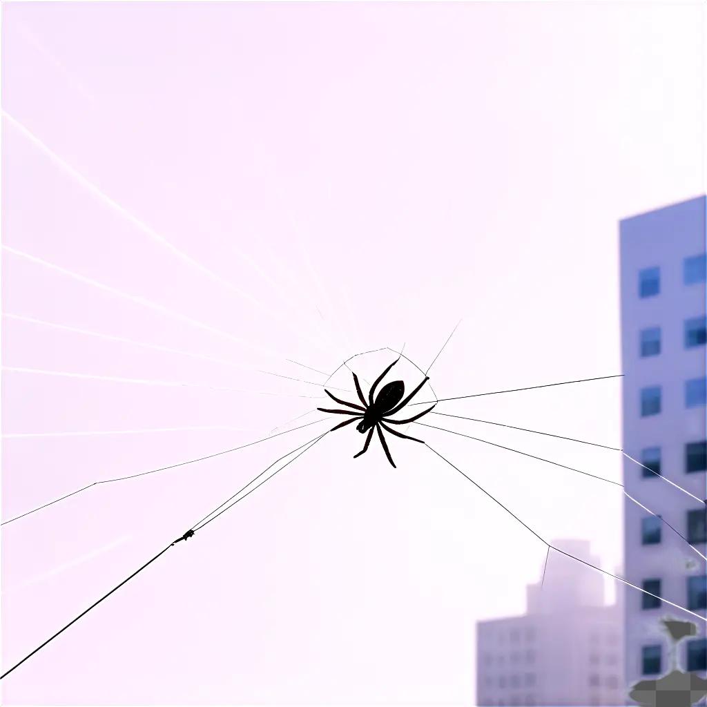 free spider is captured in the web