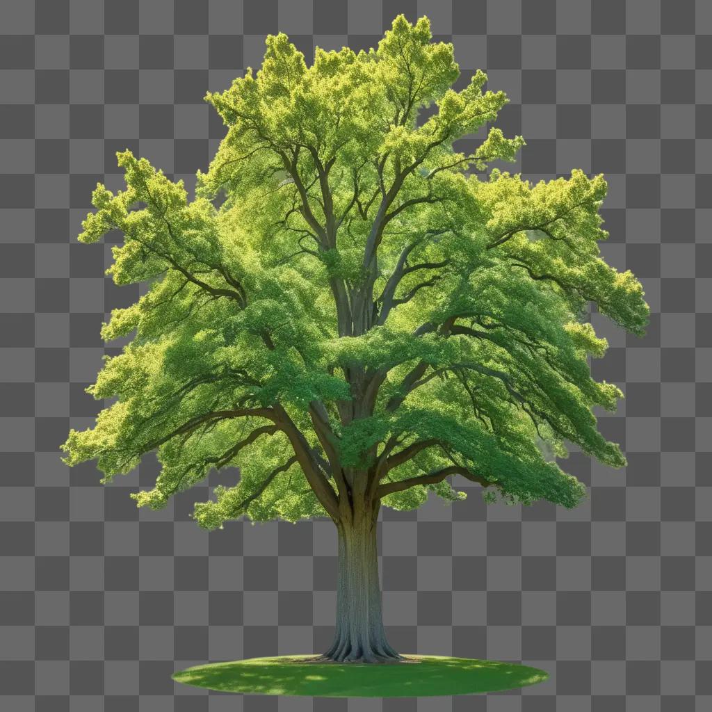 free tree stands on a green background