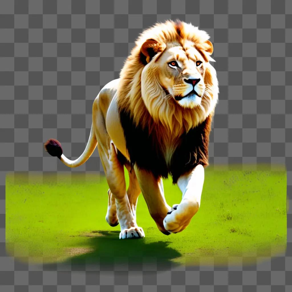 freecute lion walks on a field