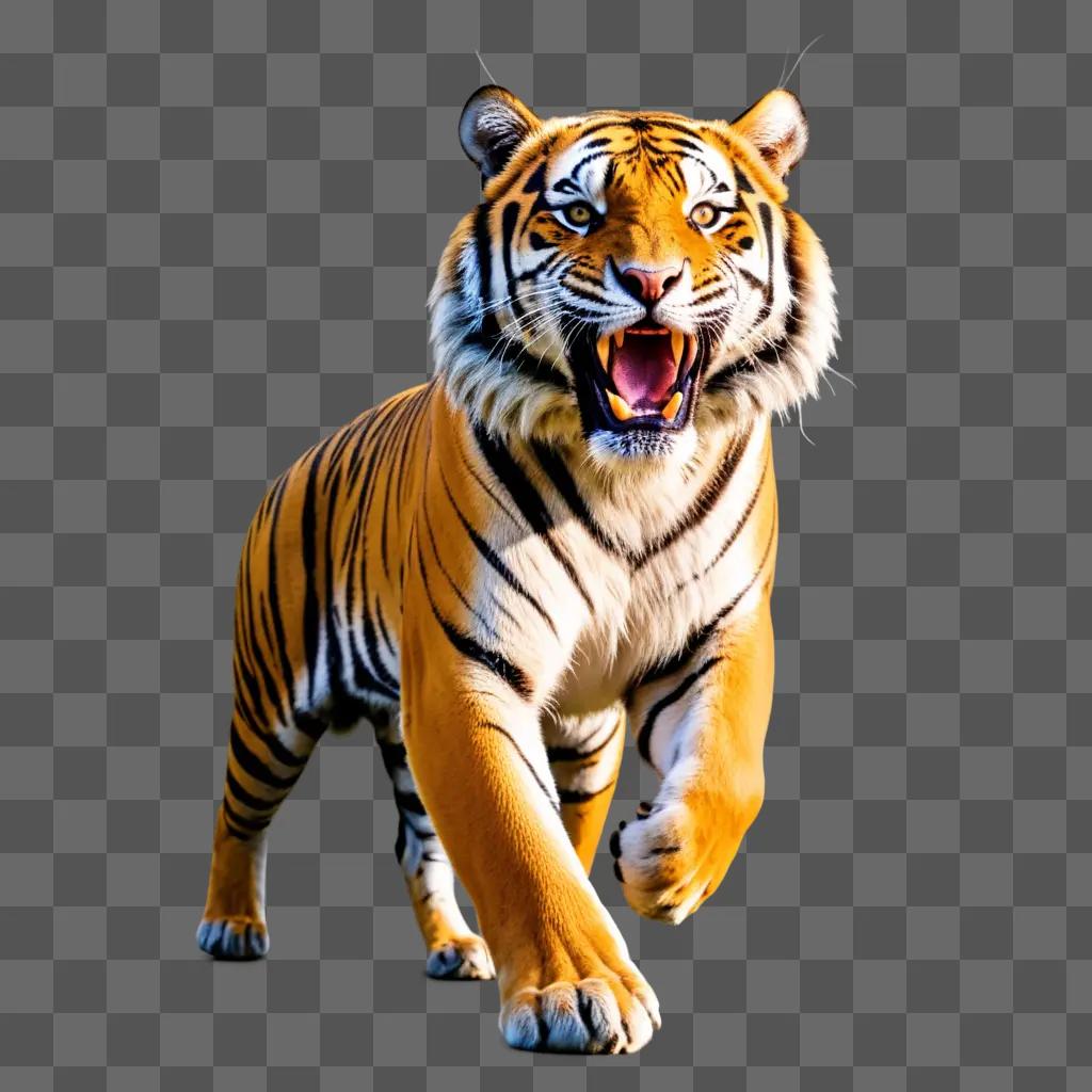 freecute tiger running on a brown background