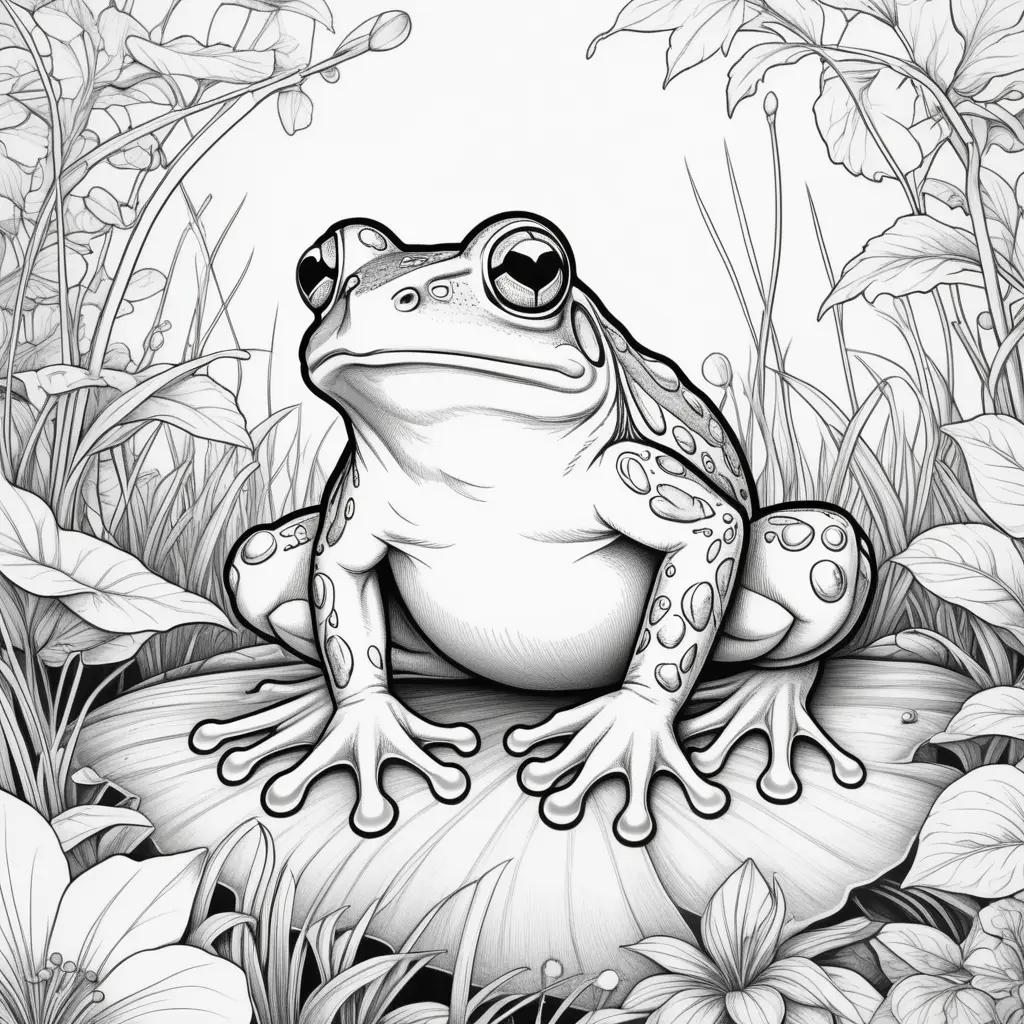 frog coloring page in black and white