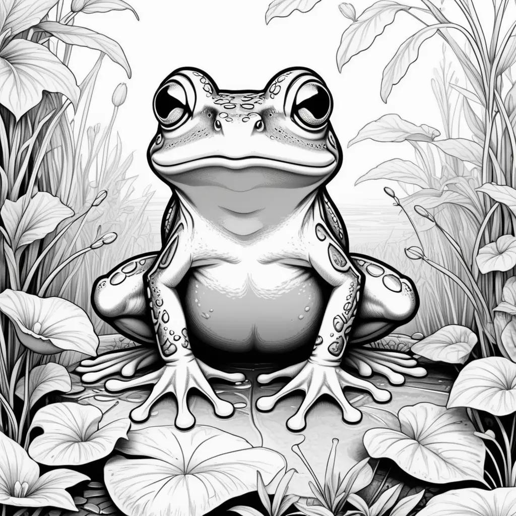 frog coloring page with a white background