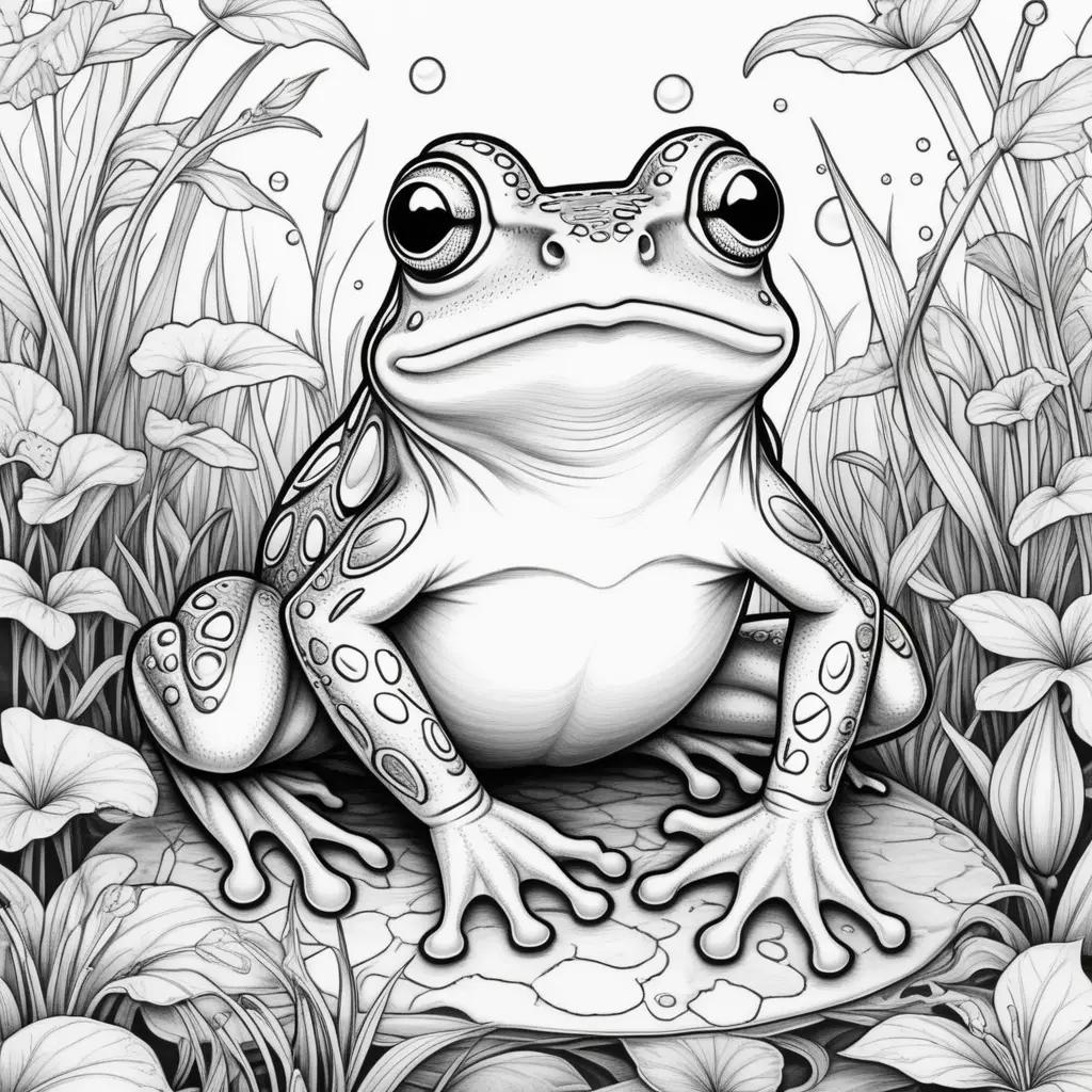 frog coloring page with black and white lines