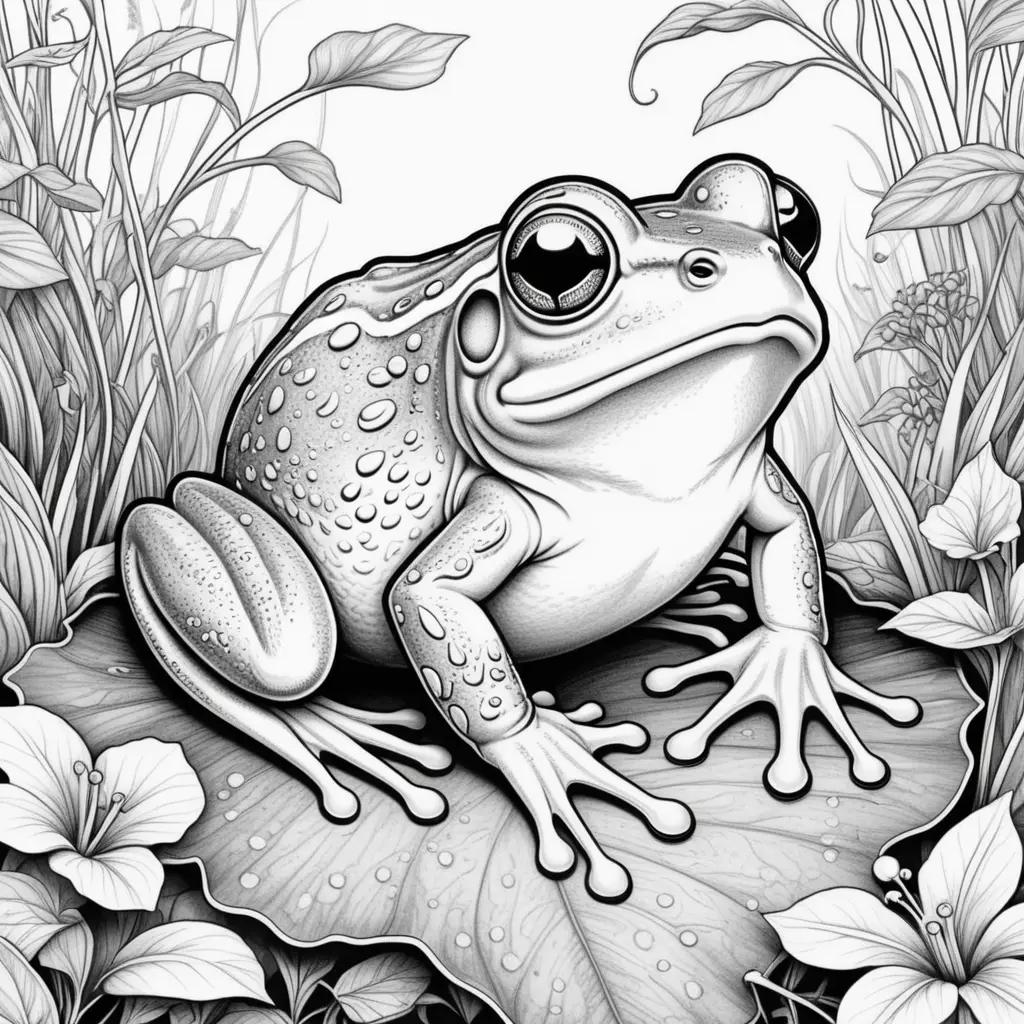 frog coloring page with black and white lines