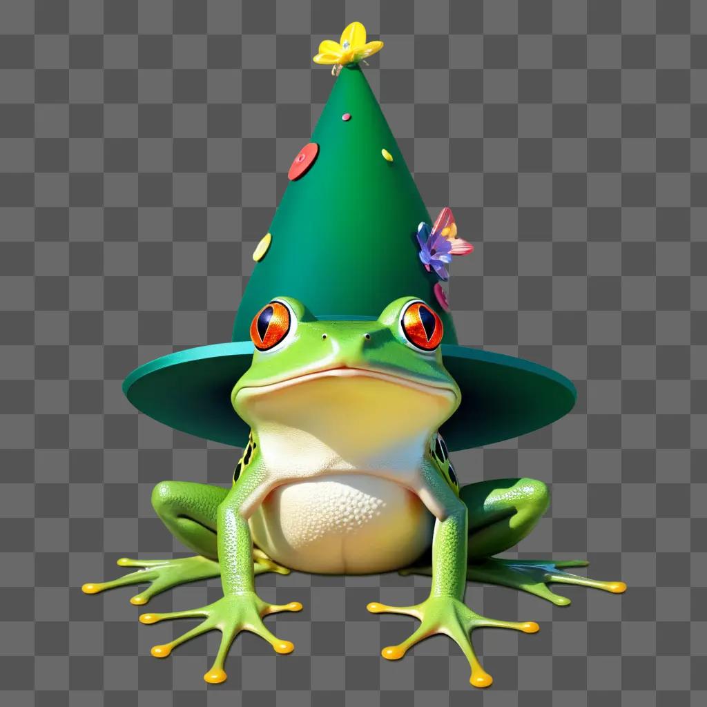 frog with a hat on his head