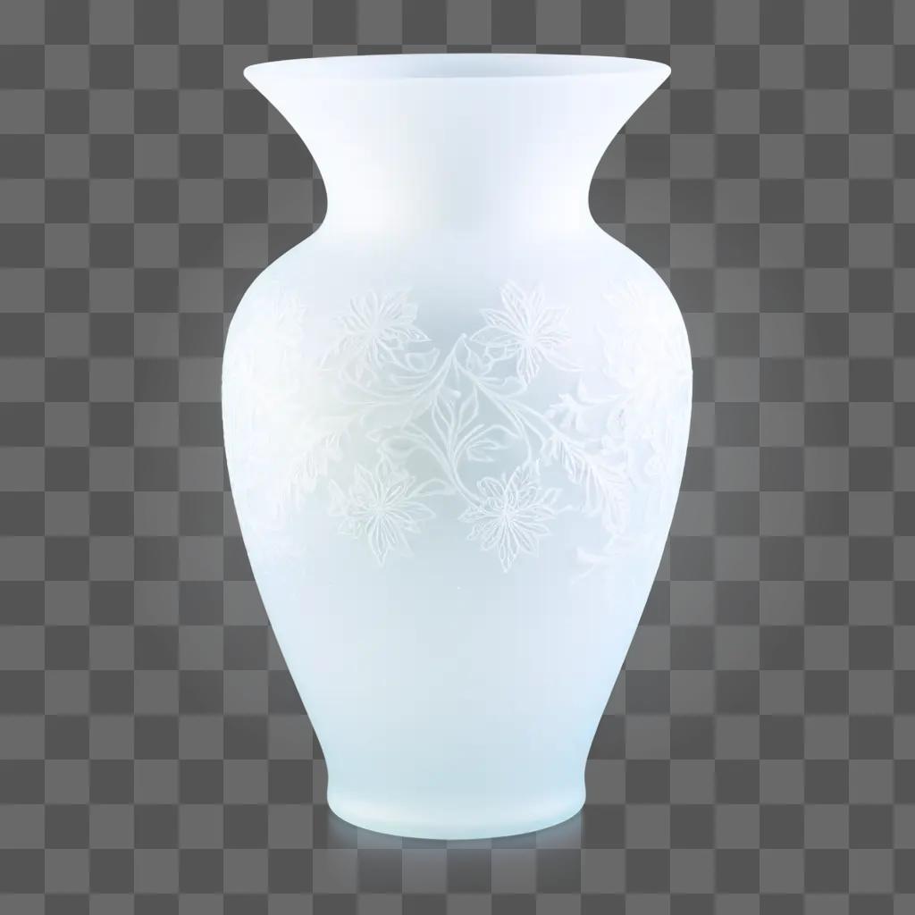 frosted glass vase with floral design