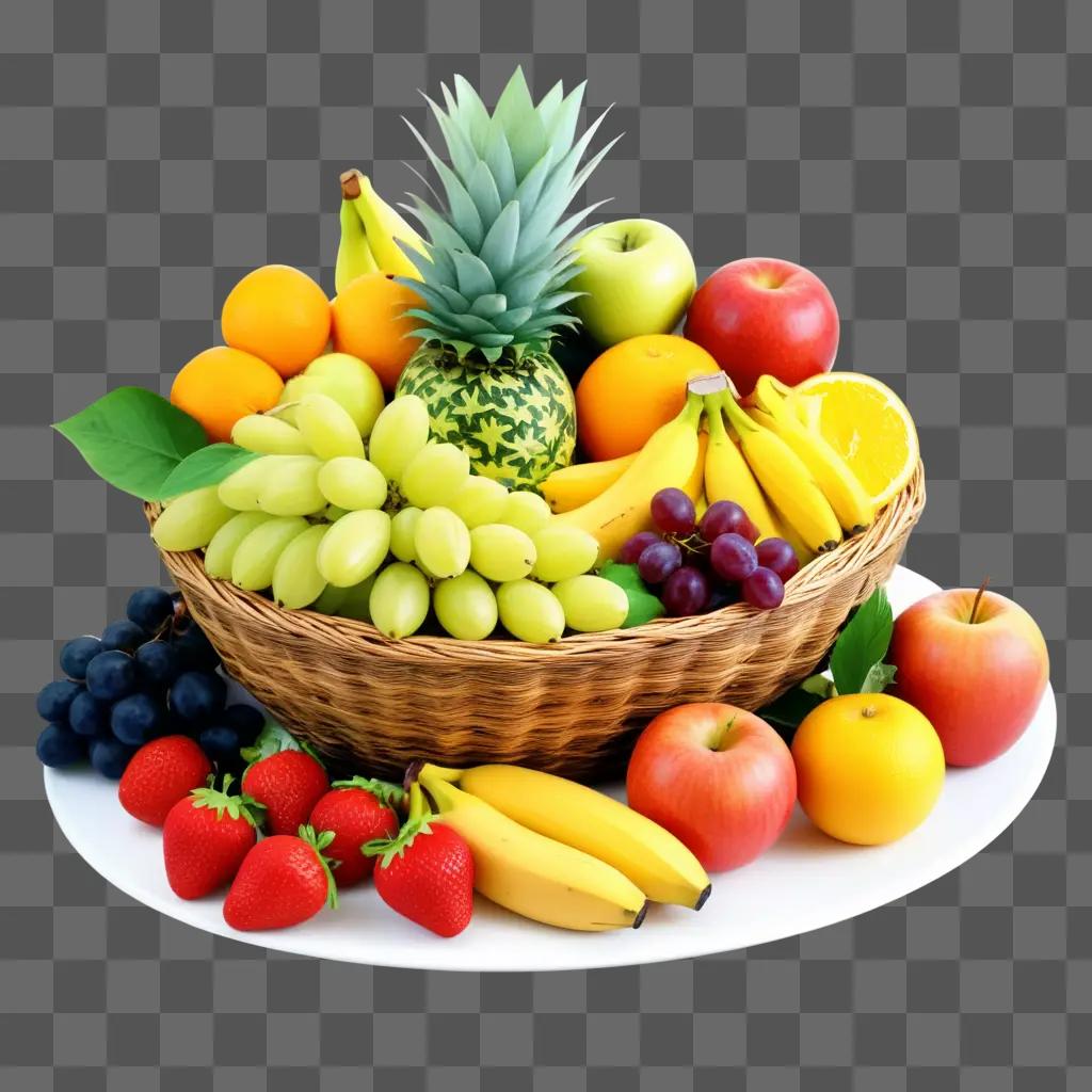 fruit basket with various types of fruit