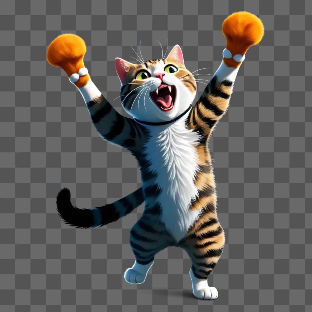 funny cat is jumping in the air