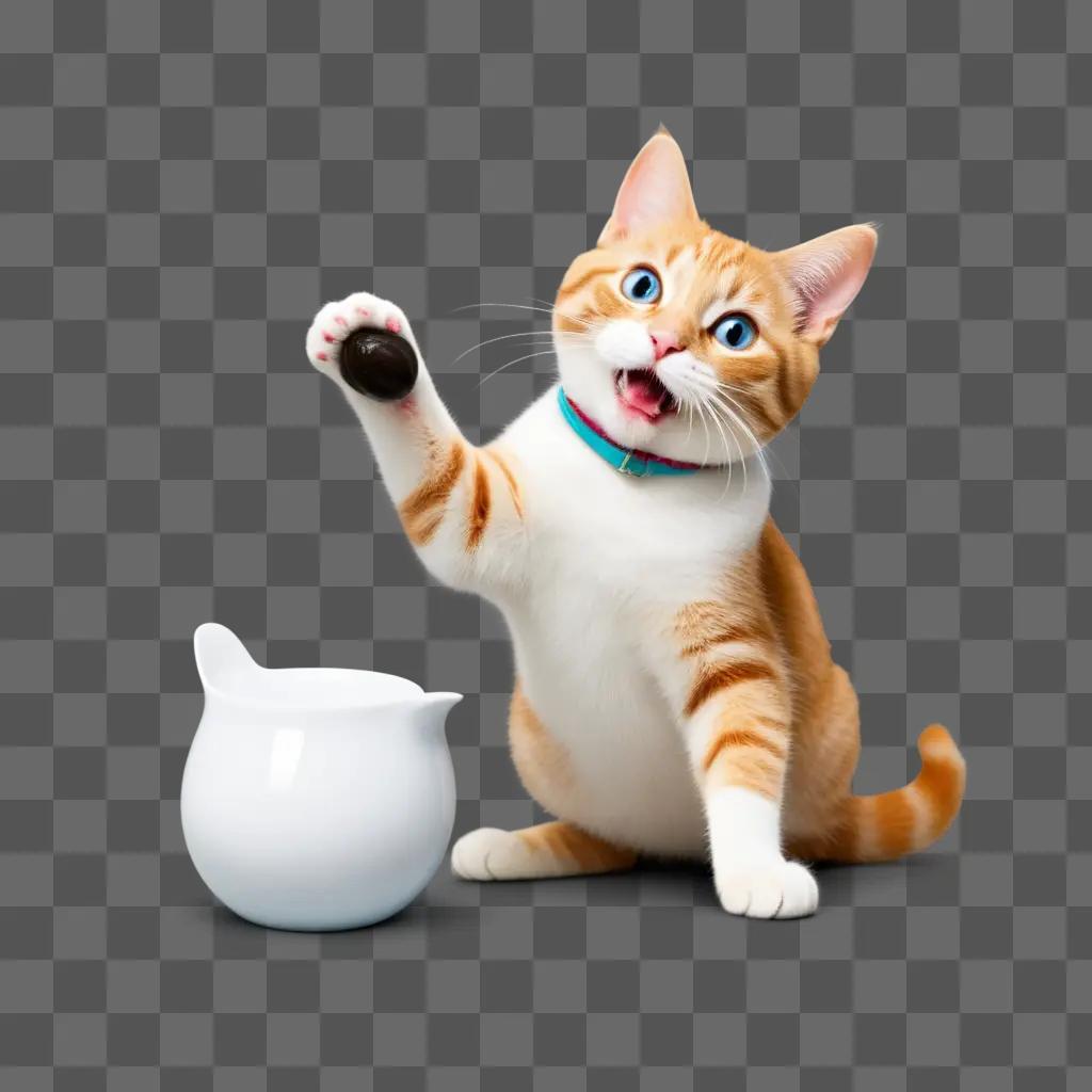 funny cat is playing with a ball