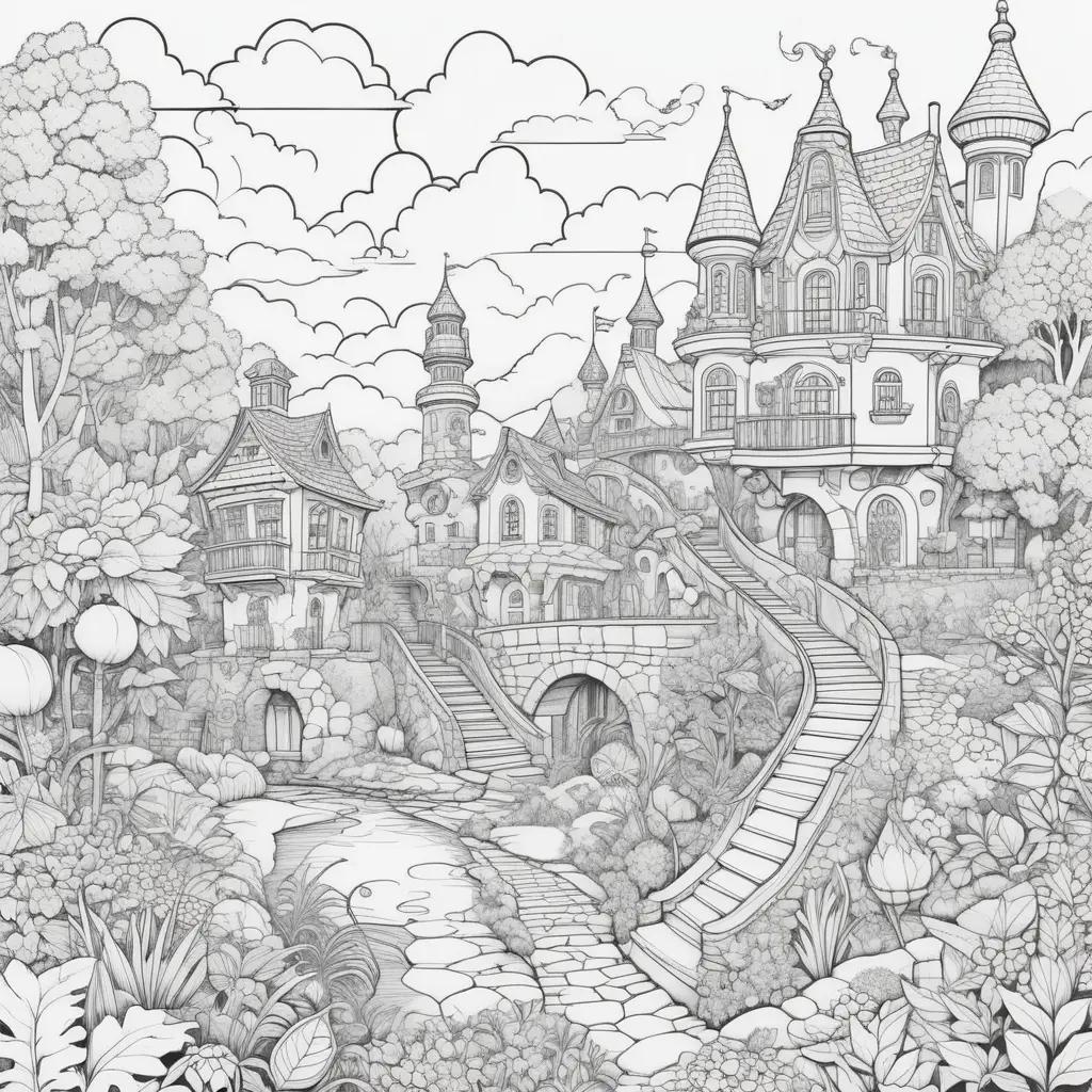 funny coloring page of a cartoon castle