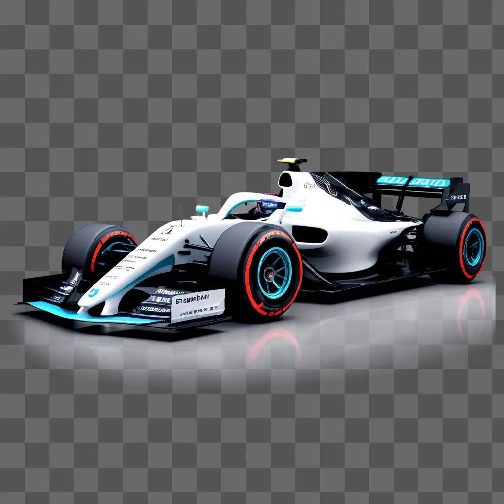 futuristic F1 car with red and blue lights