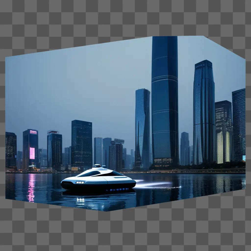 水の上を進む未来的なボート