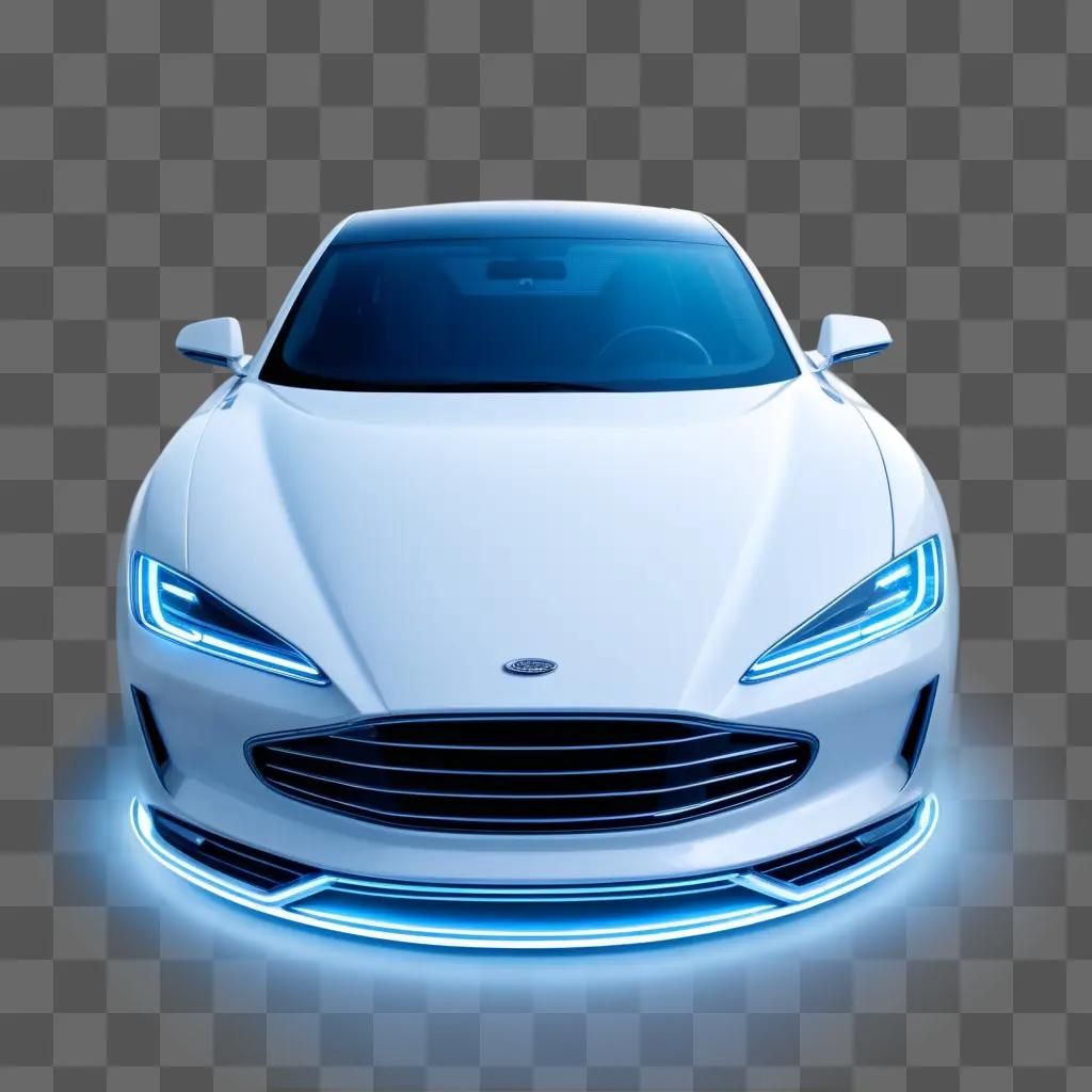 futuristic car with blue lights glowing on it