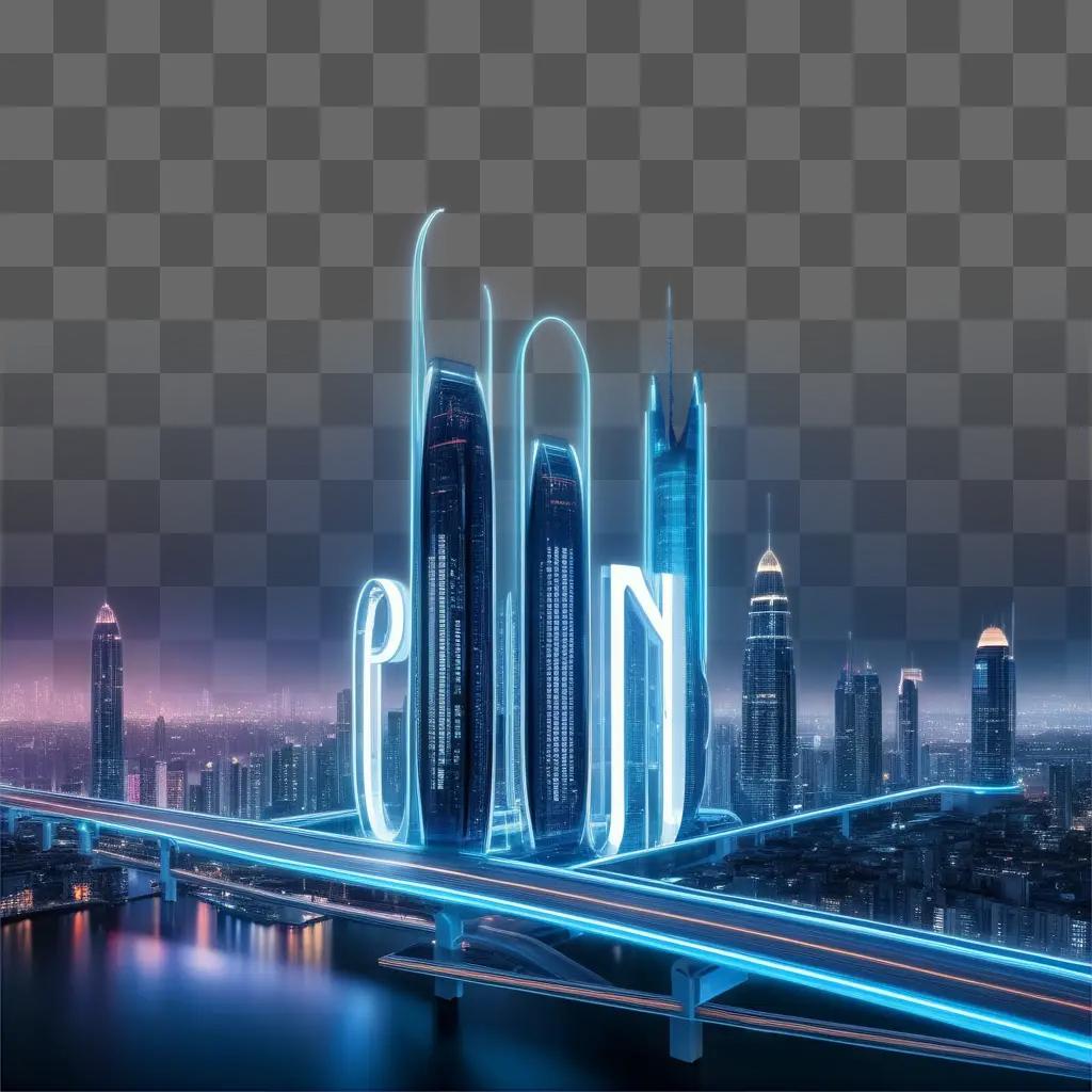 futuristic city skyline with neon lights