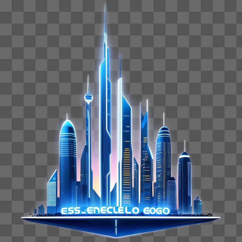 futuristic city with a glowing ESS logo