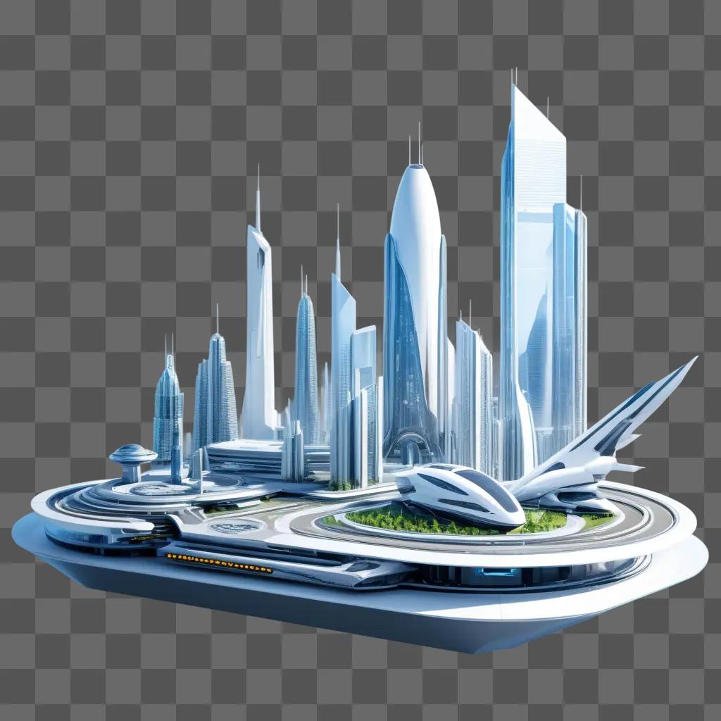 futuristic city with high-tech buildings and transportation